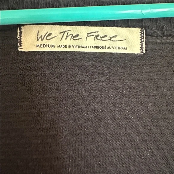 Free People We The Free Navy Blue Waffle Knit Cotton Comfy Sexy Crop Knot Top M - Picture 2 of 2